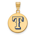 Texas Rangers Logo Art Sterling Silver Gold Plated Medium Pendant