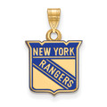 New York Rangers Sterling Silver Gold Plated Small Enameled Pendant