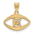 South Carolina Gamecocks Logo Art Sterling Silver Gold Plated Football Charm