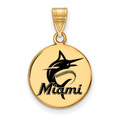 Miami Marlins Sterling Silver Gold Plated Medium Enameled Disc Pendant
