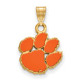 Clemson Tigers Sterling Silver Gold Plated Small Enameled Pendant