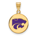 Kansas State Wildcats Sterling Silver Gold Plated Medium Enameled Disc Pendant
