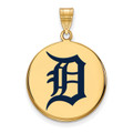 Detroit Tigers MLB Logo Art Sterling Silver Gold Plated Lg Pendant