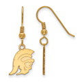 USC Trojans Logo Art Sterling Silver Gold Plated Small Dangle Earrings