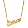 Detroit Tigers Logo Art Sterling Silver Gold Plated Small Pendant Necklace