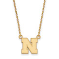 Nebraska Cornhuskers Logo Art Sterling Silver Gold Plated Small Charm Necklace