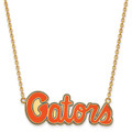 Florida Gators Logo Art Sterling Silver Gold Plated Lg Charm Necklace