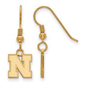 Nebraska Cornhuskers Sterling Silver Gold Plated Extra Small Dangle Earrings
