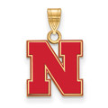Nebraska Cornhuskers Sterling Silver Gold Plated Small Enameled Pendant