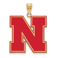 Nebraska Cornhuskers Sterling Silver Gold Plated Extra Large Enameled Pendant
