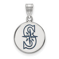 Seattle Mariners Logo Art Sterling Silver Medium Disc Pendant