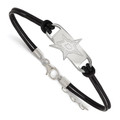 Dallas Stars Sterling Silver Black Leather Bracelet