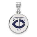 Minnesota Twins Logo Art Sterling Silver Medium Disc Pendant