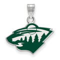 Minnesota Wild Sterling Silver Small Enamel Pendant