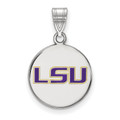 Lsu Tigers Logo Art Sterling Silver Medium Disc Pendant