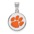 Clemson Tigers Sterling Silver Medium Enameled Disc Pendant
