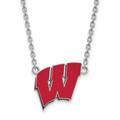 Wisconsin Badgers Ss Large Enameled Pendant Necklace