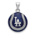 Los Angeles Dodgers MLB Logo Art Sterling Silver Baseball Pendant