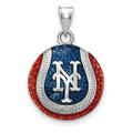 New York Mets Logo Art Sterling Silver Baseball Pendant