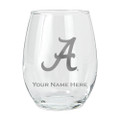 Alabama Crimson Tide Personalized 15 oz. Etched Stemless Wine Glass