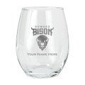 Howard Bison Personalized 15 oz. Etched Stemless Wine Glass