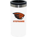 Oregon State Beavers Personalized 12 oz. White Stainless Steel Slim Can Holder