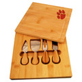 Clemson Tigers Bamboo Cutting Board with Utensils