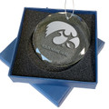 Iowa Hawkeyes Personalized 3.25" Etched Round Glass Ornament