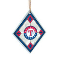 Texas Rangers Art Glass Diamond Shaped Ornament