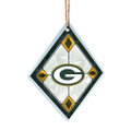 Green Bay Packers Art Glass Diamond Shaped Ornament