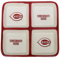Cincinnati Reds Ceramic 4 Section Square Tray
