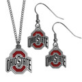 Ohio State Dangle Earrings And Chain Necklace Set