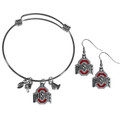 Ohio State Buckeyes Dangle Earrings and Charm Bangle Bracelet Set