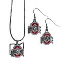 Ohio State Buckeyes Dangle Earrings and State Necklace Set