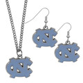 North Carolina Tar Heels Dangle Earrings & Chain Necklace Set