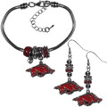 Arkansas Razorbacks Euro Bead Earrings & Bracelet Set