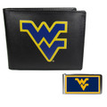 West Virginia Mountaineers Leather Bi-fold Wallet & Color Money Clip