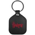 Nebraska Cornhuskers Leather Square Key Chain