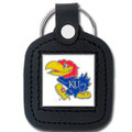 Kansas Jayhawks Square Leather Key Chain