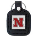 Nebraska Cornhuskers Square Leather Key Chain