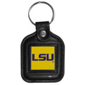 LSU Tigers Square Leather Key Chain