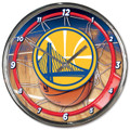 Golden State Warriors Round Chrome Wall Clock