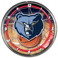 Memphis Grizzlies Round Chrome Wall Clock