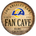 Los Angeles Rams 14" Round Barrel Top Wood Sign