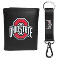 Ohio State Buckeyes Tri-fold Wallet & Strap Key Chain