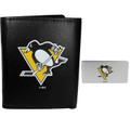 Pittsburgh Penguins Leather Trifold Wallet Money Clip
