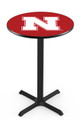 Nebraska Cornhuskers Black Wrinkle Bar Table with Cross Base
