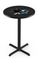 San Jose Sharks Black Wrinkle Bar Table with Cross Base