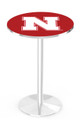 Nebraska Cornhuskers Chrome Pub Table with Round Base