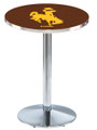Wyoming Cowboys Chrome Pub Table with Round Base